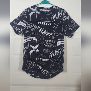 PLAYBOY Black & White Graphic Short-Sleeve Tee